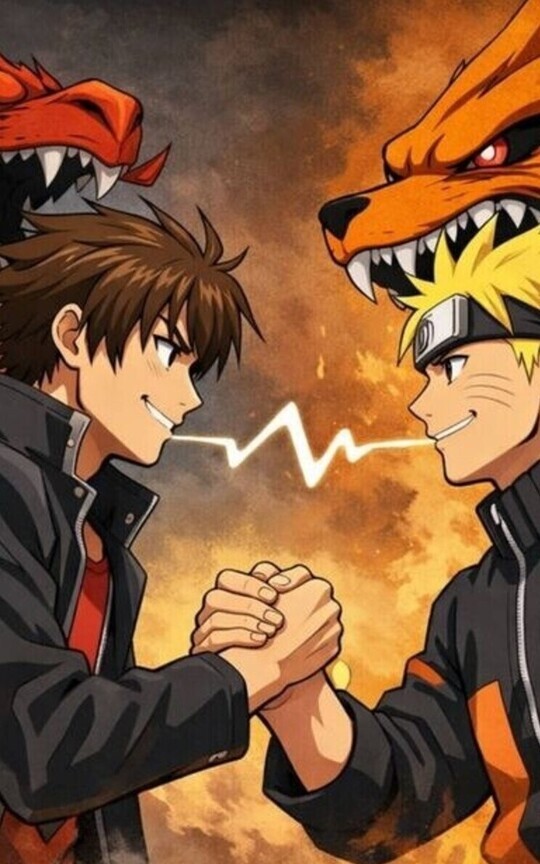 Naruto y Issei el dragón y zorro 
